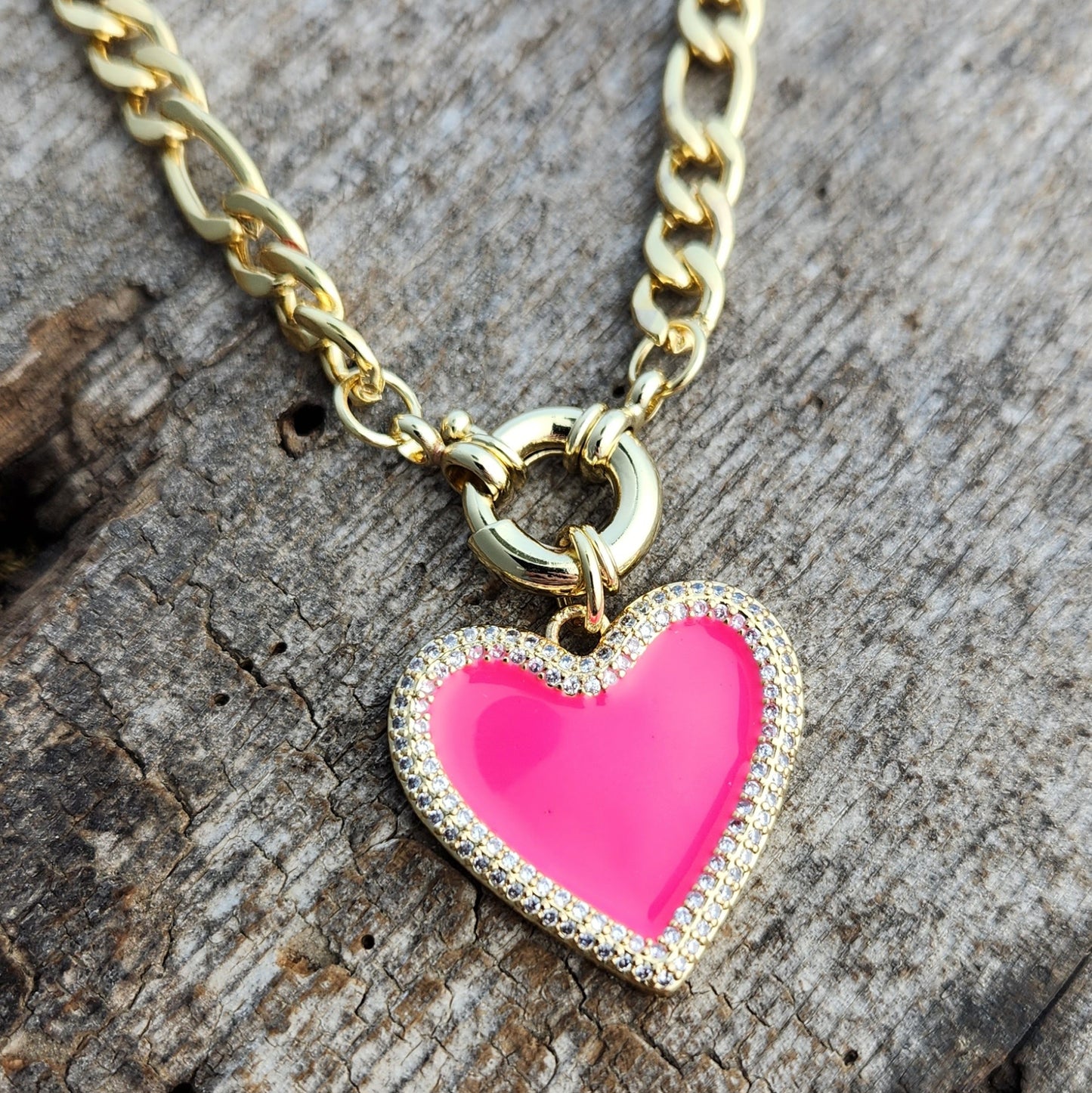 Hot Pink Heart Necklace
