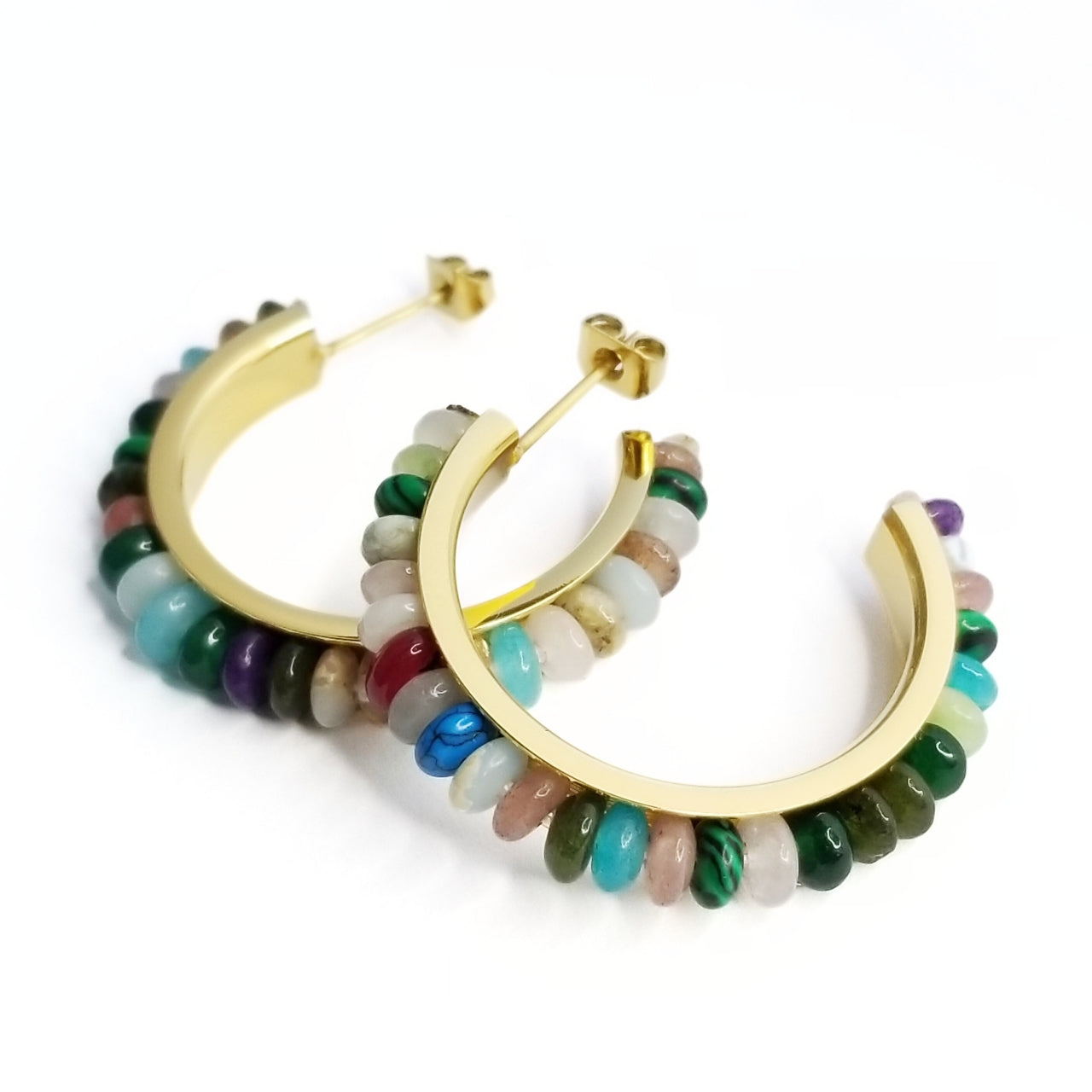 Beaded Gemstone Hoops