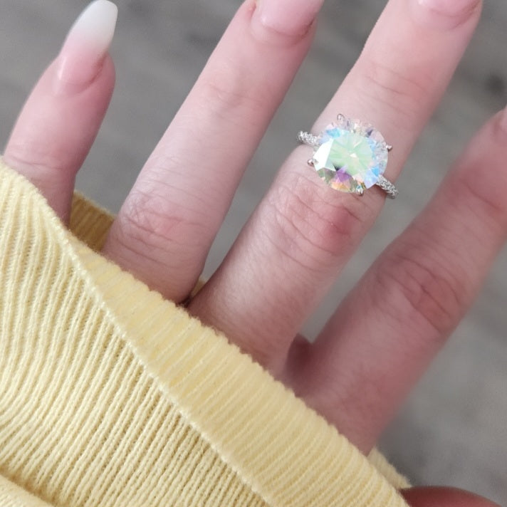 5 Carat Moonstone Moissanite Ring