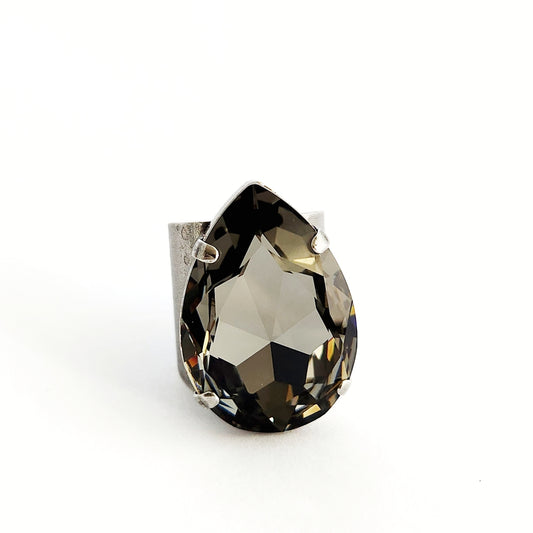 Smoke Swarovski Cocktail Ring