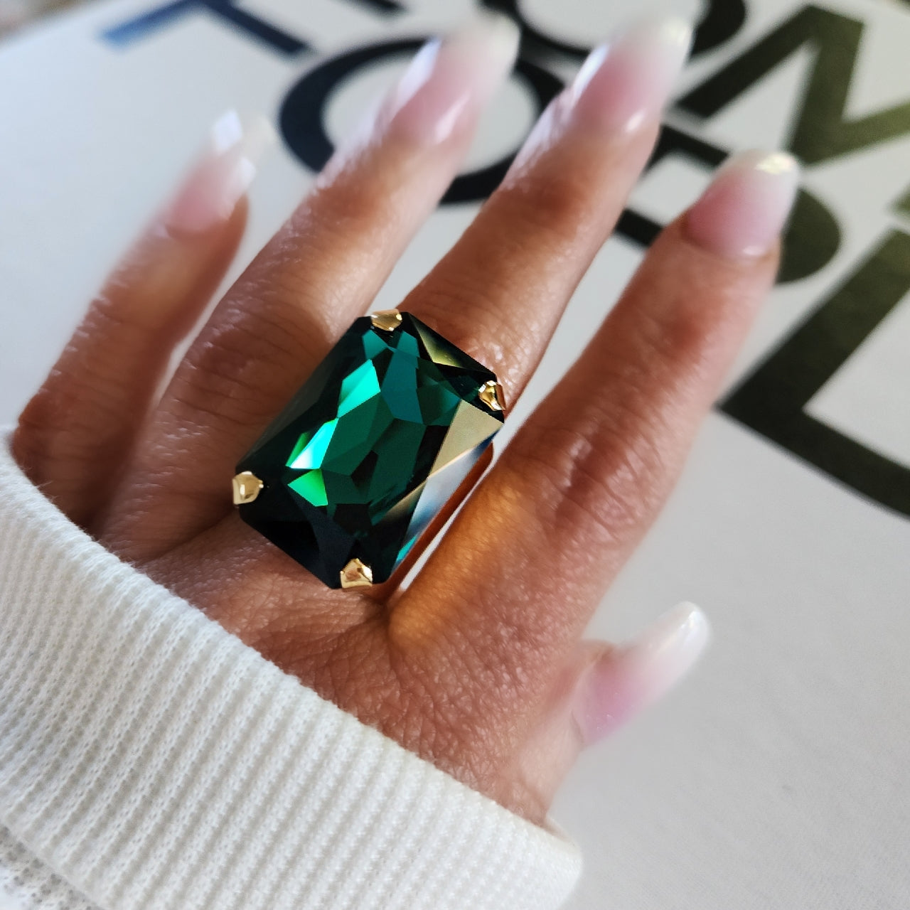 Phoenix Ring in Emerald