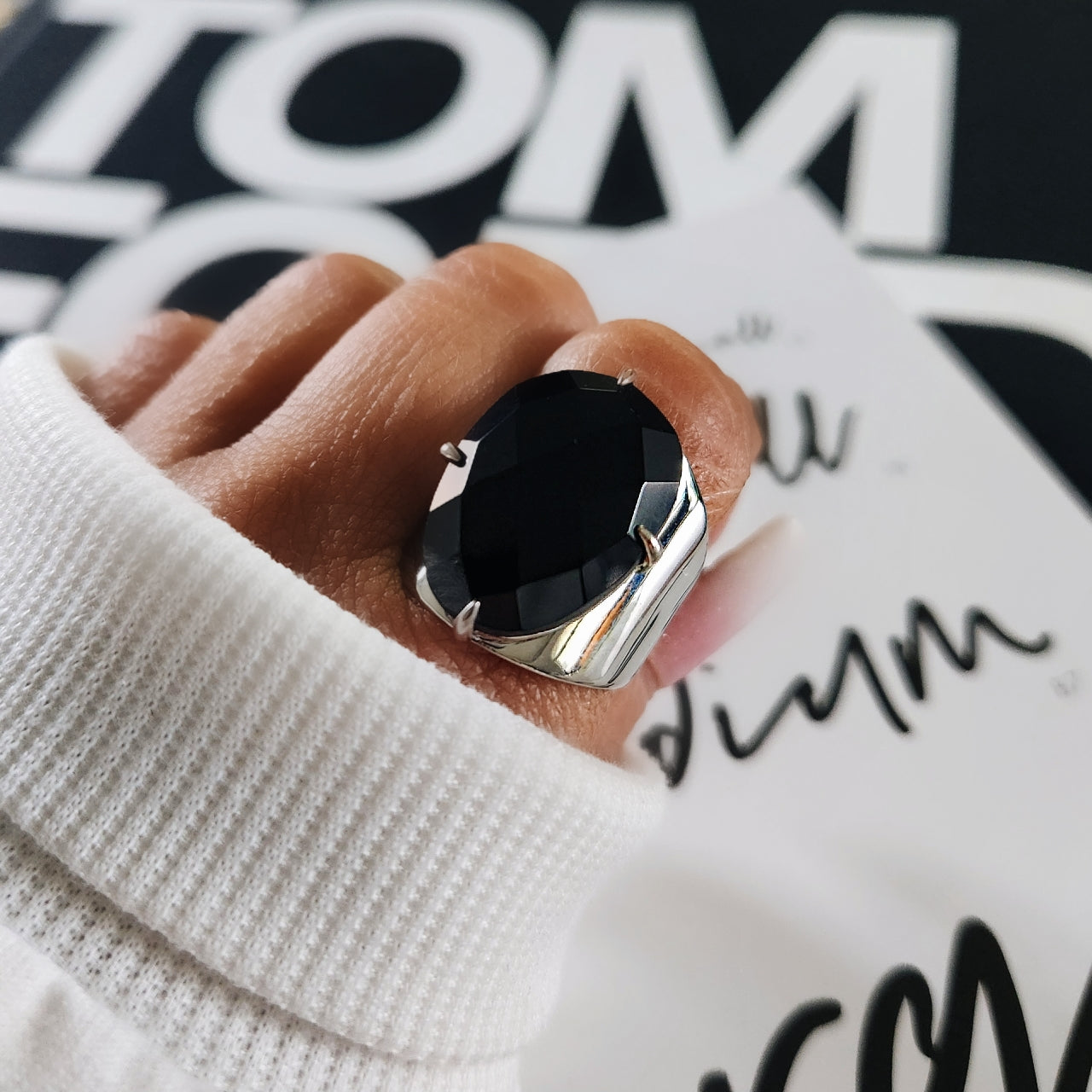 Black Agate Ring