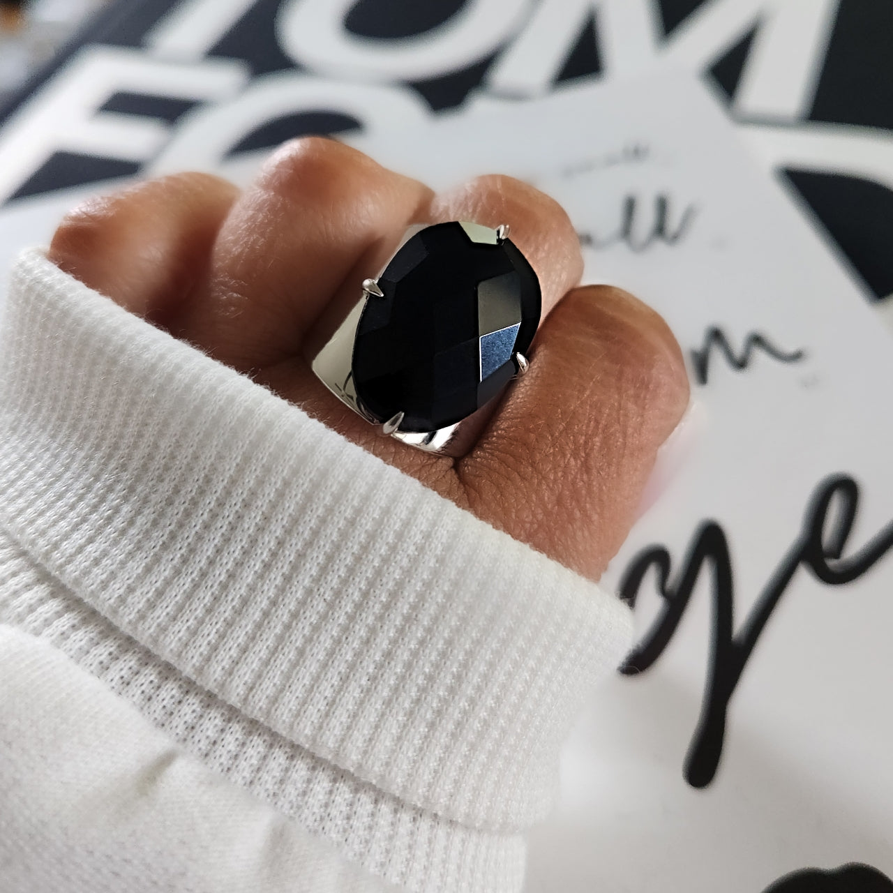 Black Agate Ring