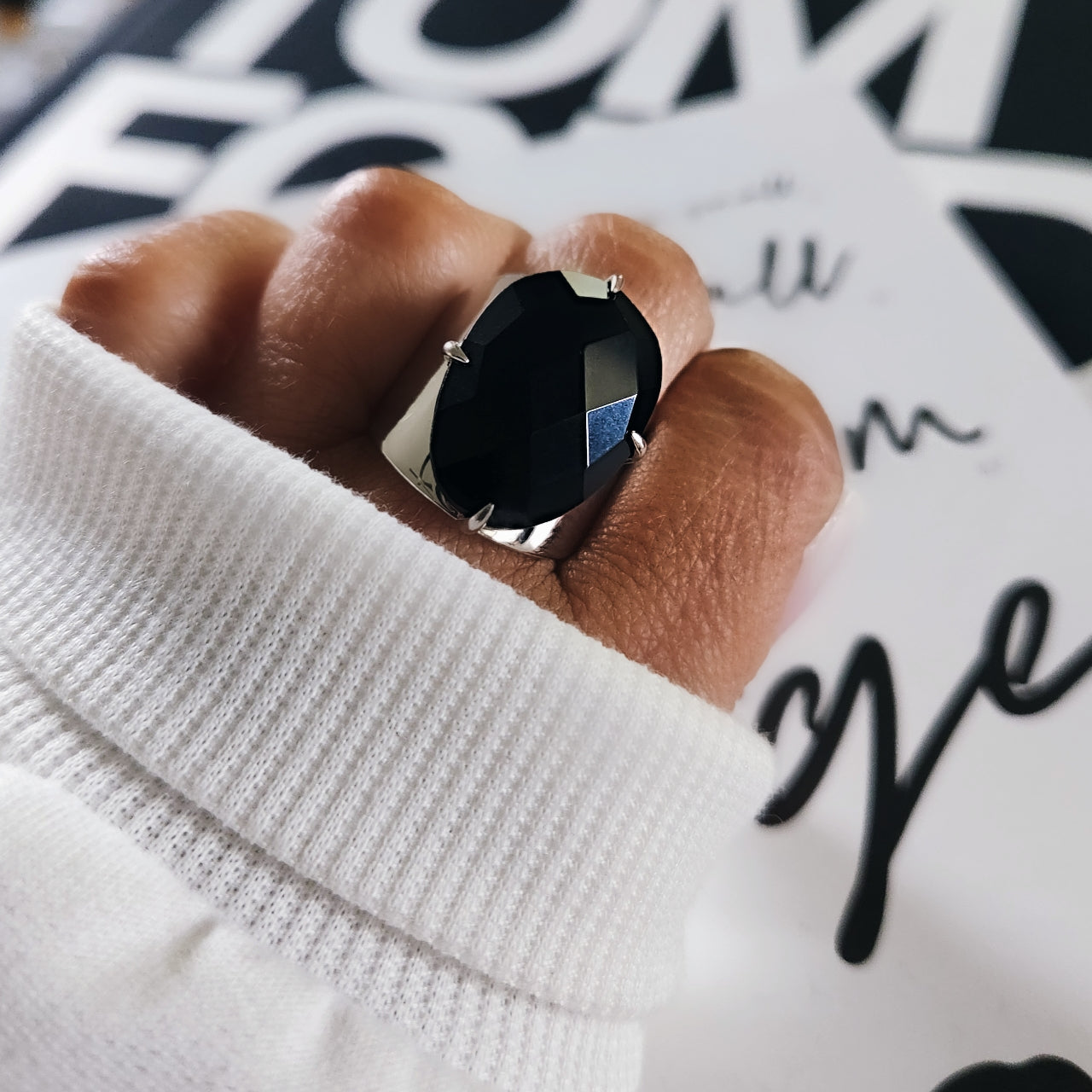 Black Agate Ring