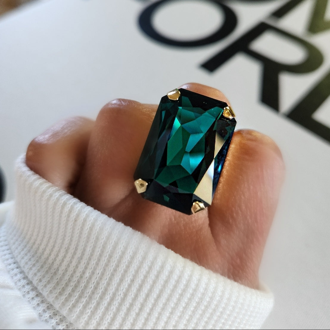 Phoenix Ring in Emerald