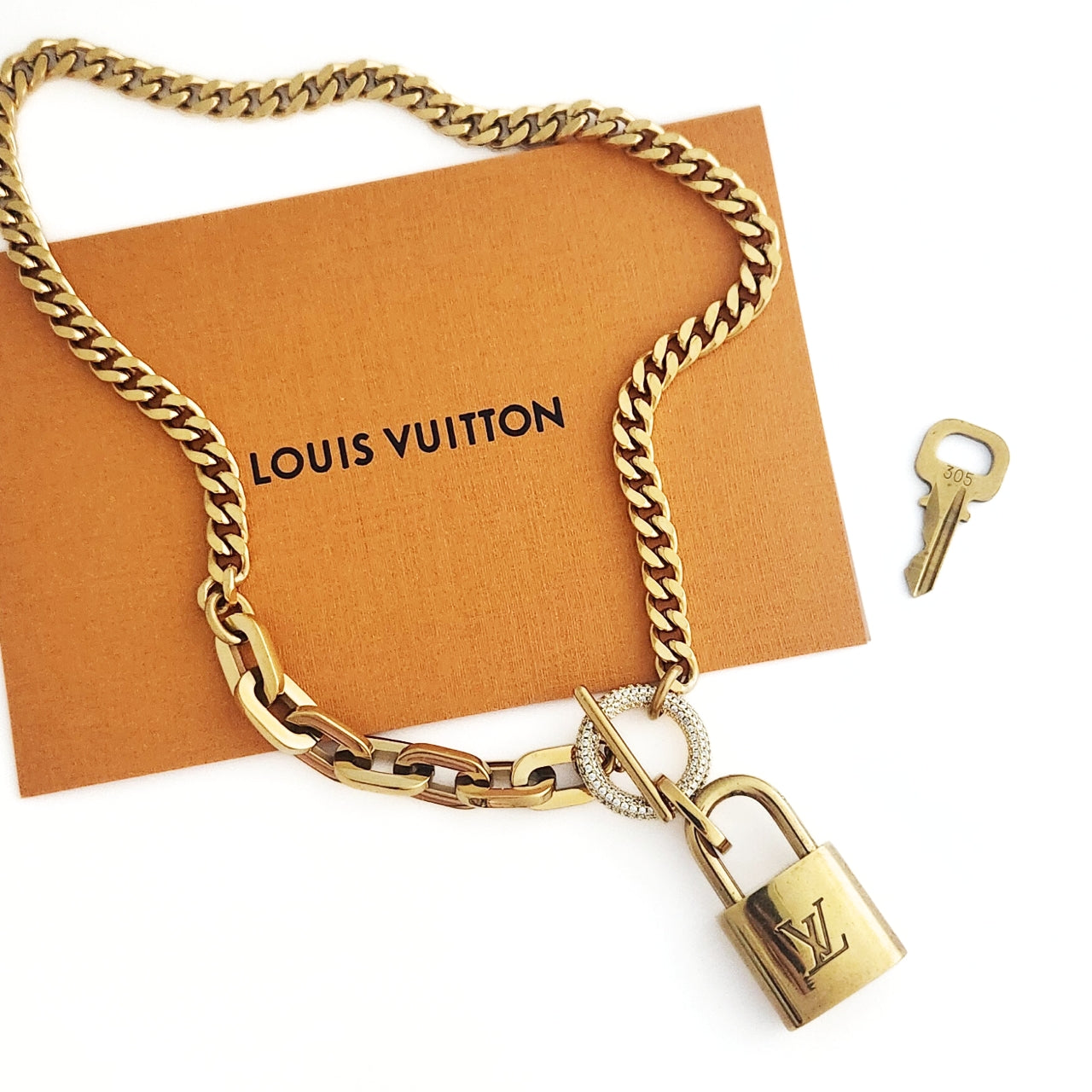 Repurposed L V Charm Necklace