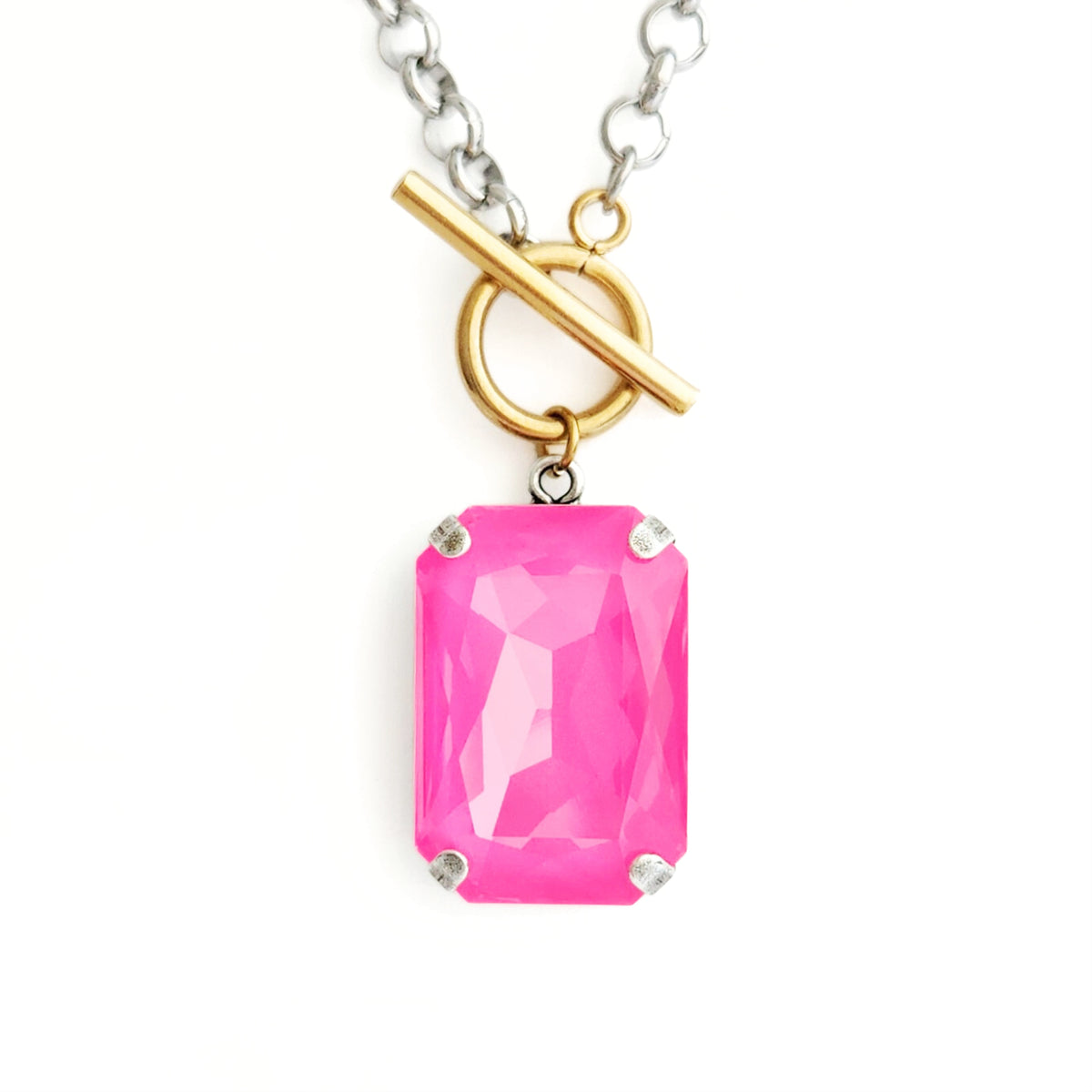 Phoenix Crystal Necklace in Electric Pink Ignite
