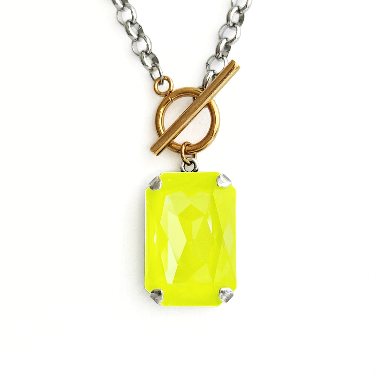 Phoenix Crystal Necklace in Electric Yellow