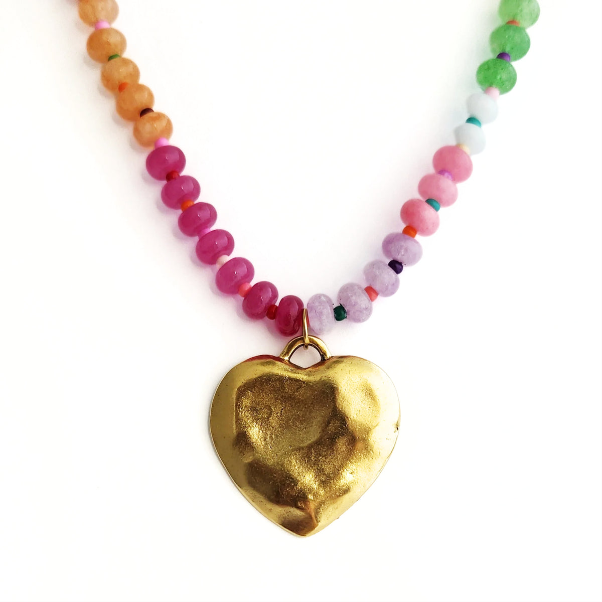 Puffy Heart Beaded Necklace