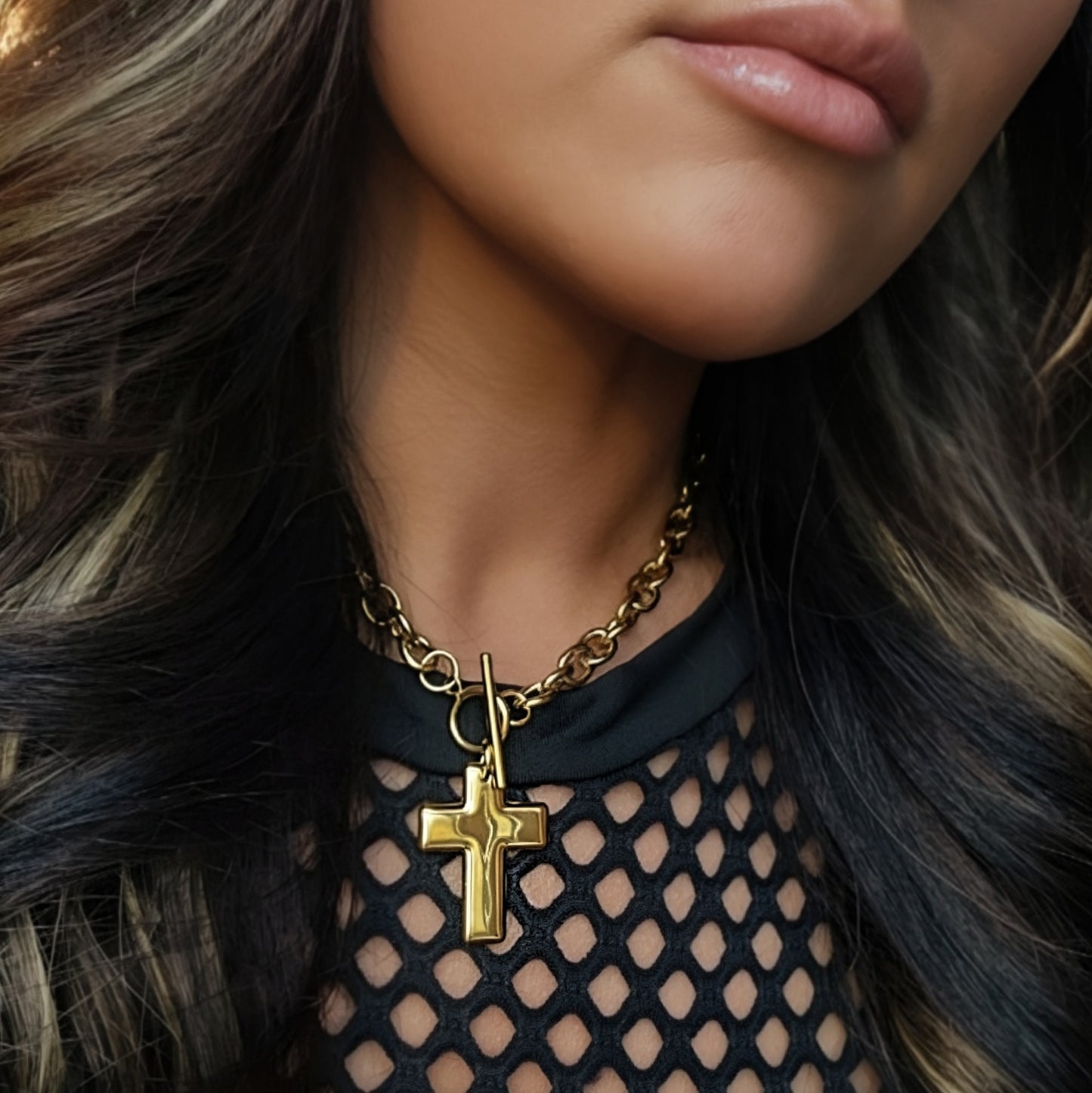Modern Cross Toggle Necklace