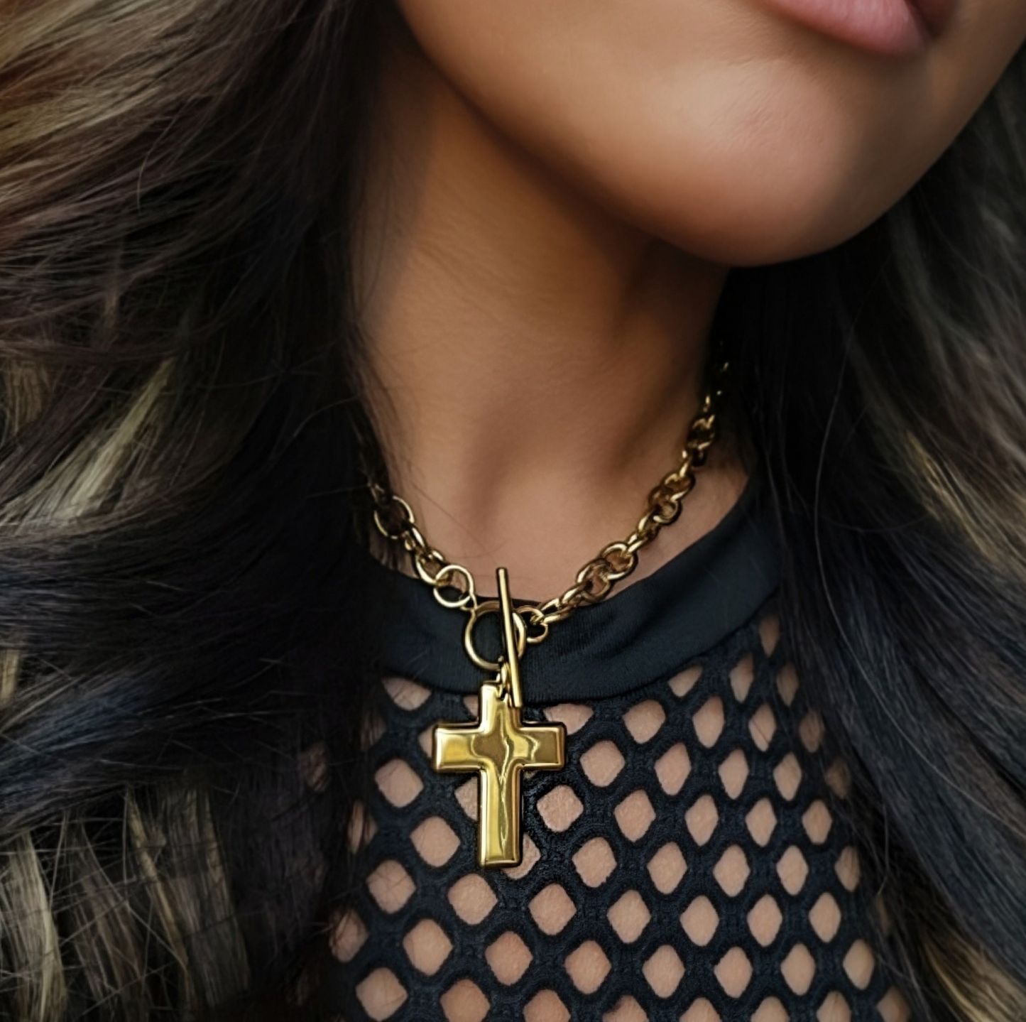 Modern Cross Toggle Necklace