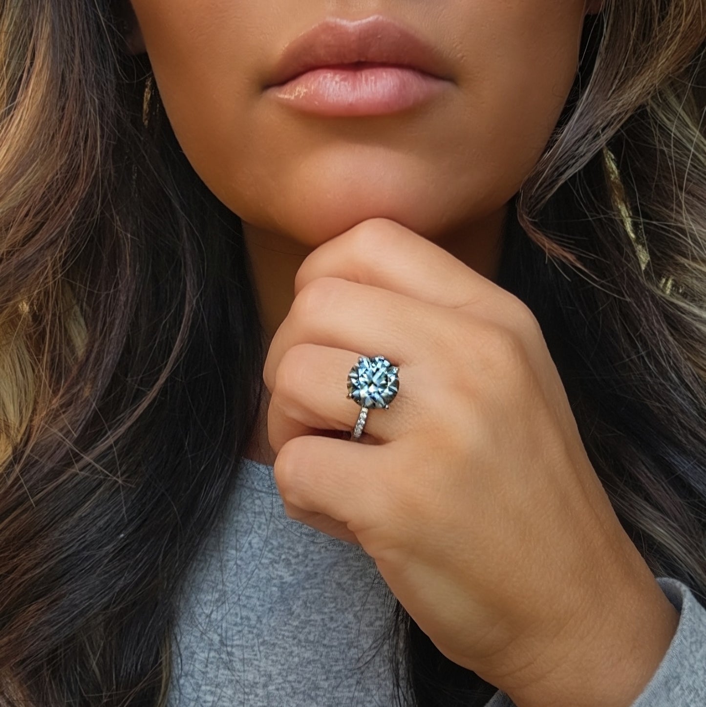 5 Carat Gray Moissanite Ring