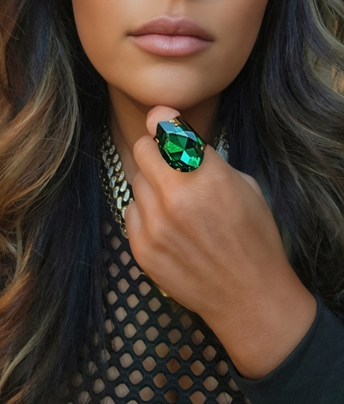Atlas Crystal Ring in Majestic Emerald