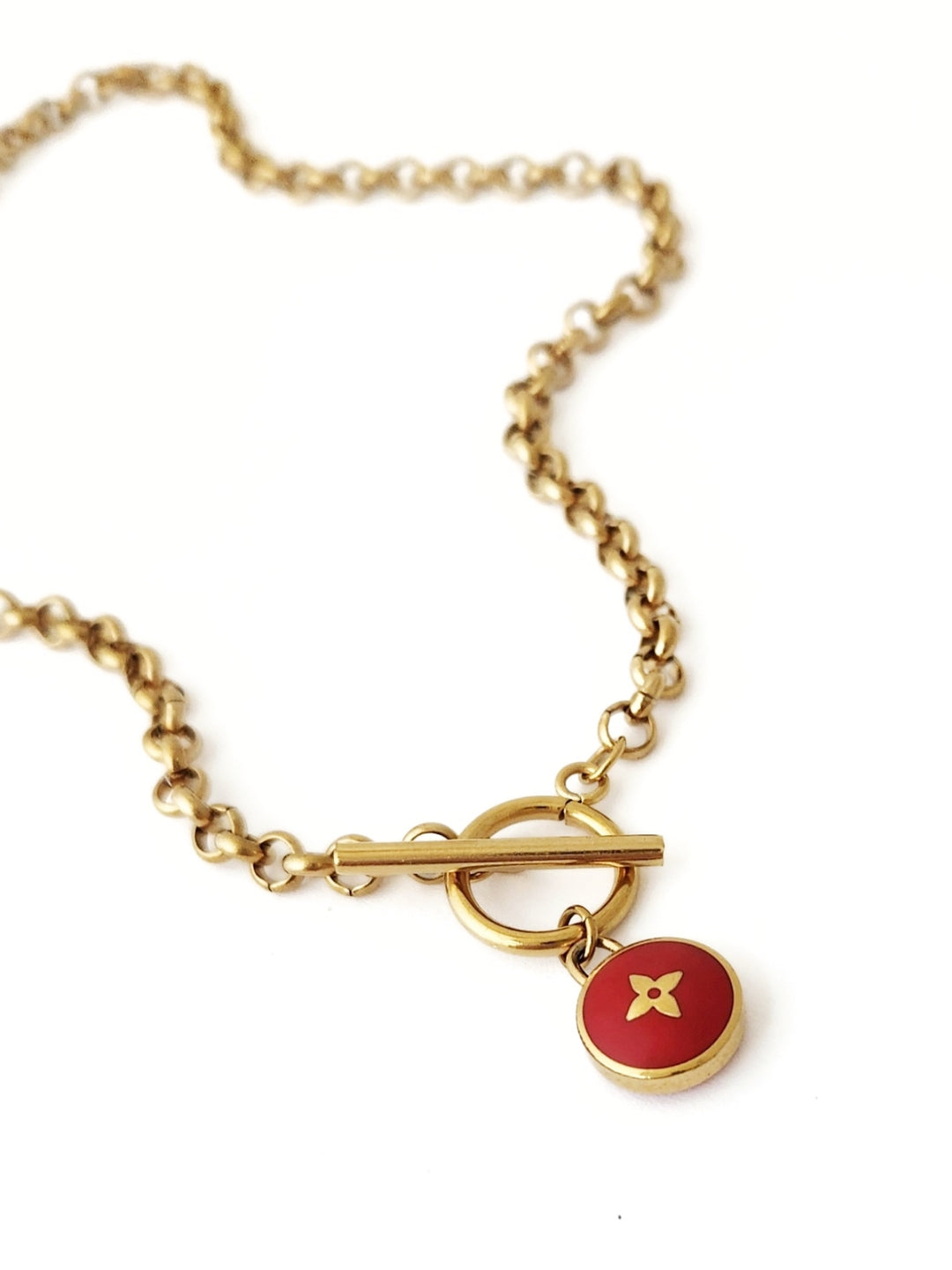 Brown Repurposed Louis Vuitton Star Blossom Necklace