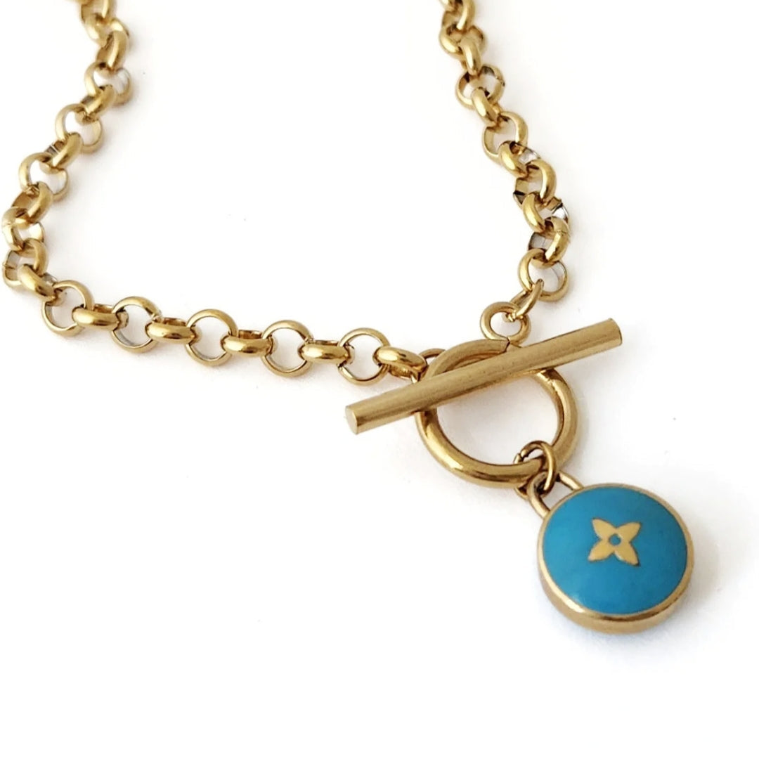 Brown Repurposed Louis Vuitton Star Blossom Necklace