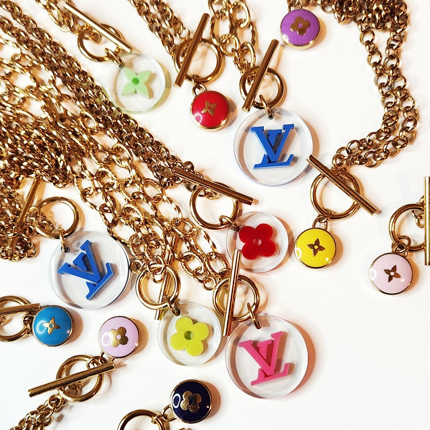 Repurposed L.v Logo Necklace