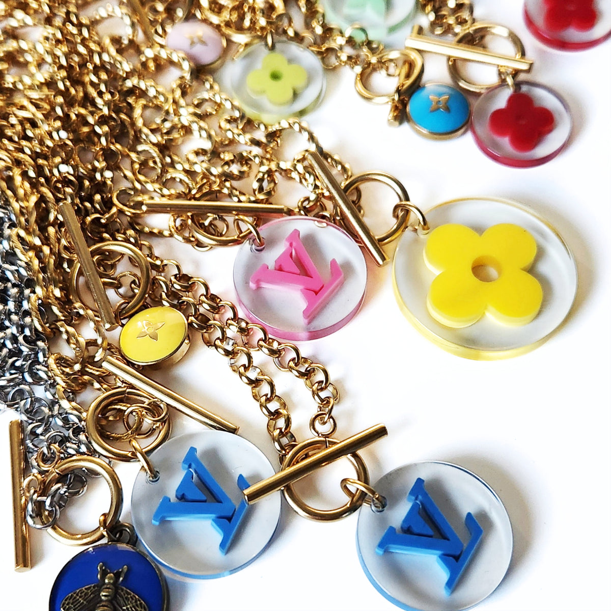 Repurposed L.v Logo Necklace