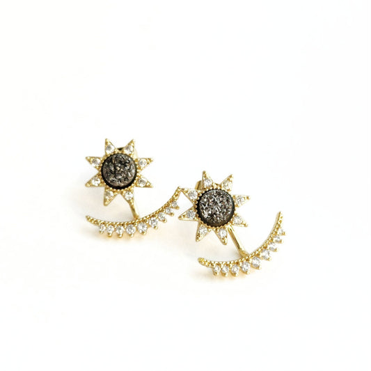 Starburst Earrings - Gunmetal