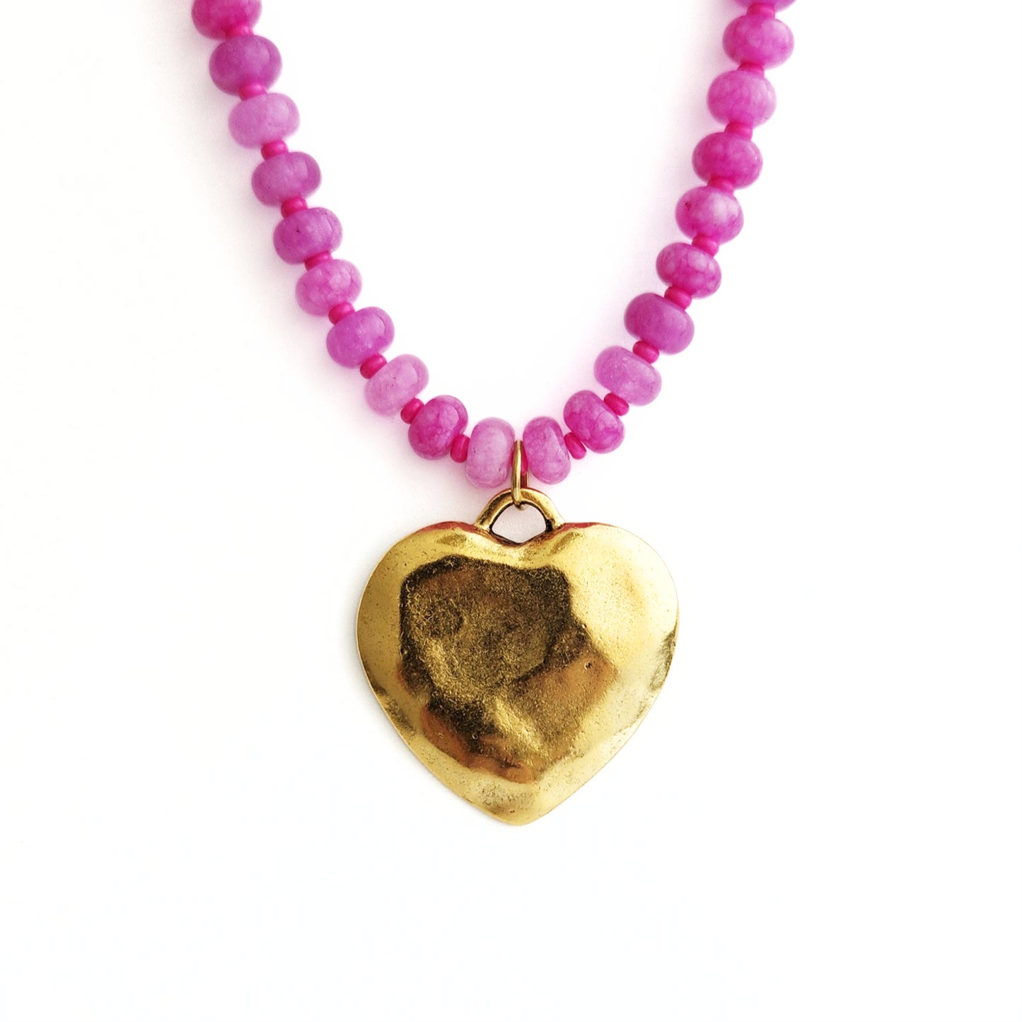 Puffy Heart Beaded Necklace