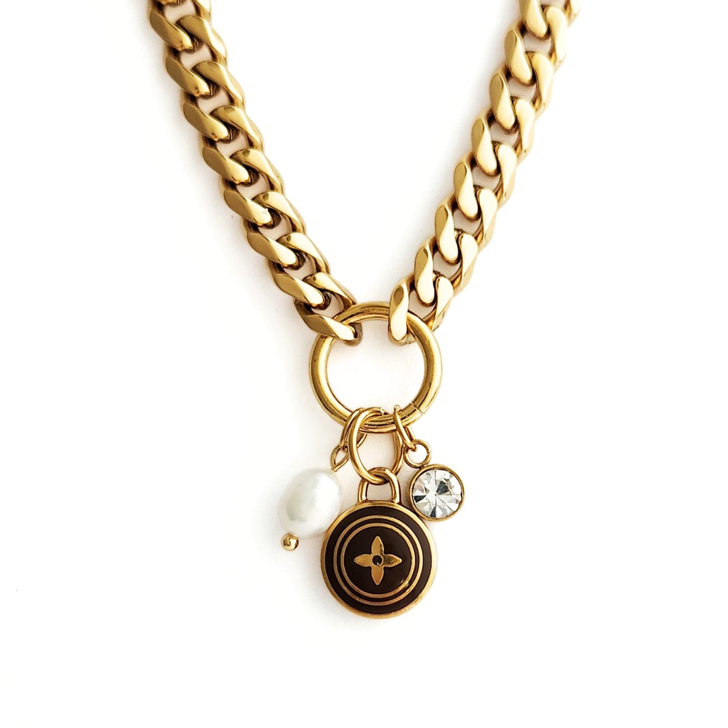 Repurposed Louis Vuitton Star Blossom Charm Necklace
