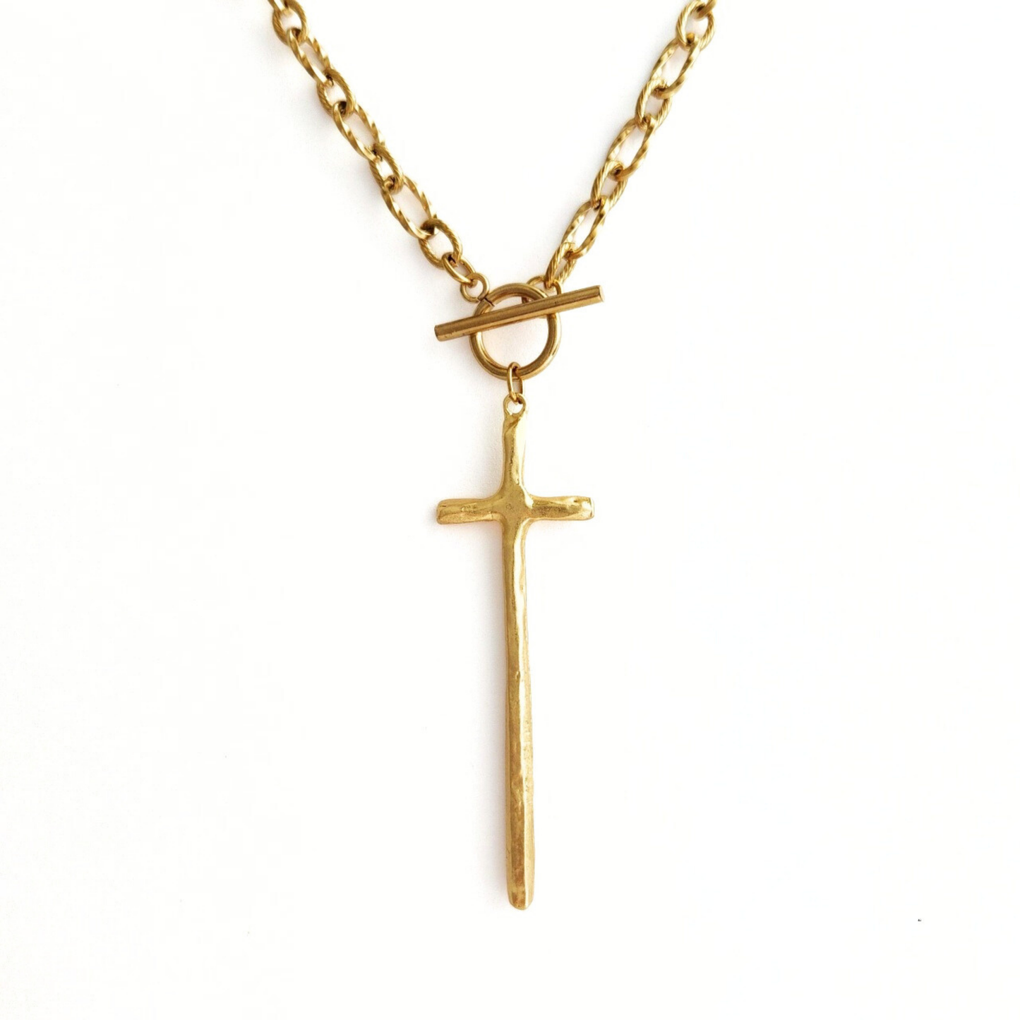 Hammered Cross Necklace