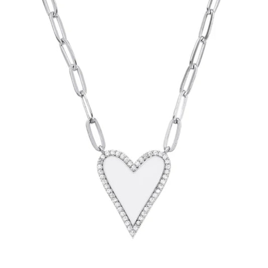 Pave Enamel Heart Necklace (PRE-ORDER)