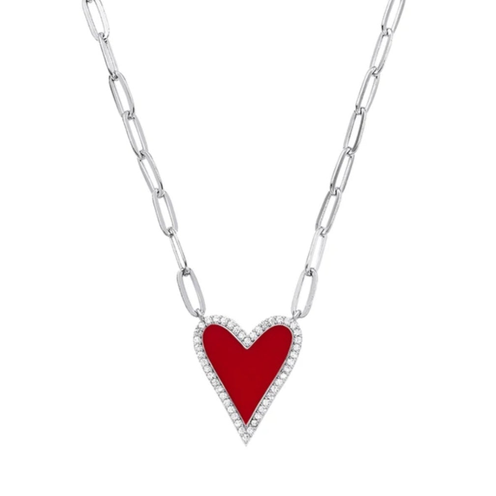 Pave Enamel Heart Necklace (PRE-ORDER)