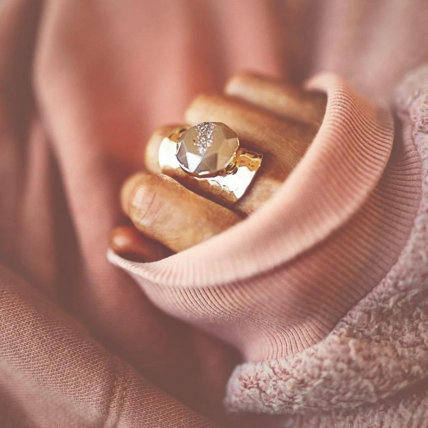 Champagne Faceted Druzy Ring