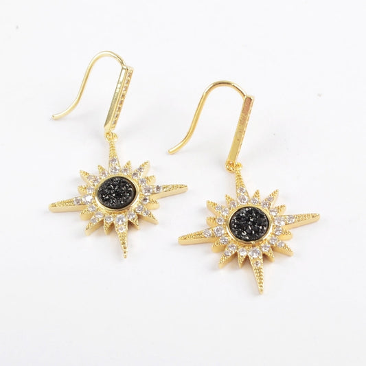 Onyx Star Earrings