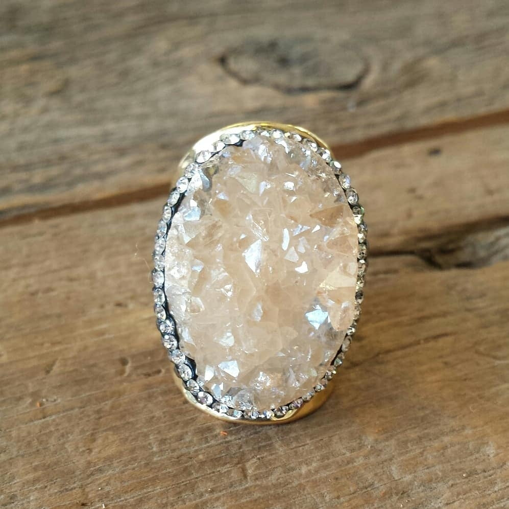 Champagne Micro Pave Druzy Ring