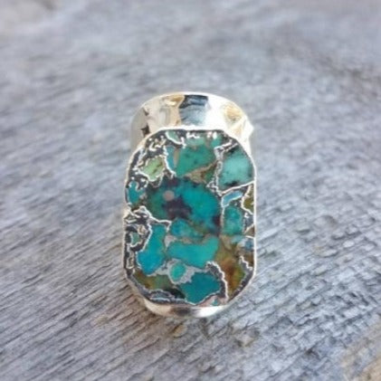 Silver Web Turquoise Ring