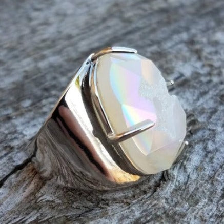 Luxe Faceted Druzy Ring - Silver