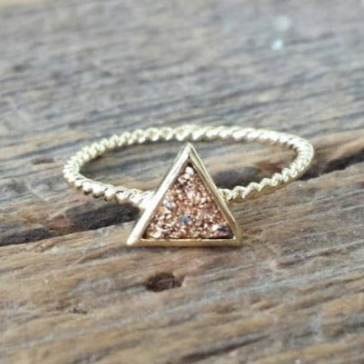 Rose Gold Prism Druzy Ring