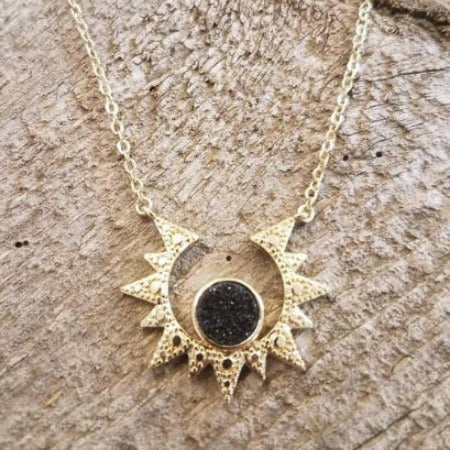 Gunmetal Sunburst Necklace