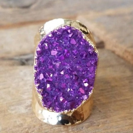 Purple Pop Druzy Ring